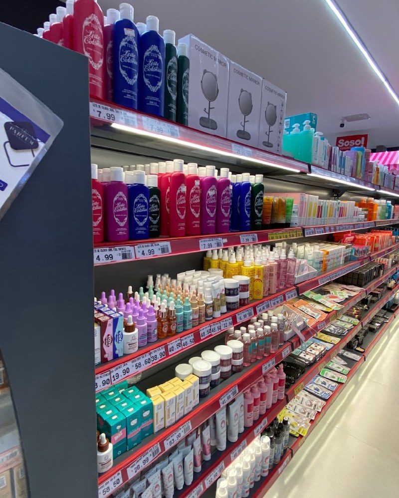 Prateleira de produtos para cabelo